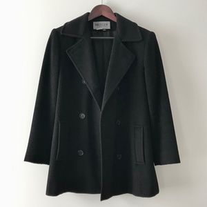 Bromley Collection Double Breasted Black Wool Peacoat Coat